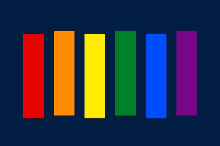 Color bars arranged in way to represent the LGBTQ+ flag.