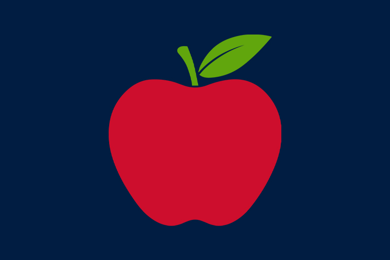 Graphic of a red apple.