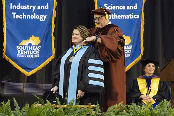During the ceremony, Dr. Andrea "Lee" Harrison was formally invested as Southeast’s 11th president. KCTCS Provost and Executive Vice President Dr. Phillip Neal presided over the investiture.